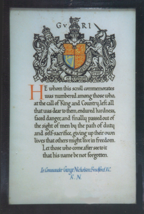 Commemorative Royal Tribute to Lieutenant-Commander George Nicholson Bradford V.C., Royal Navy