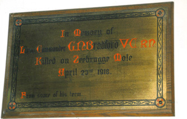photo of Memorial Plaque in the Bradford's local church, Holy Trinity, Woodland Road, Darlington