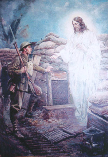 pic of the second version of Pio Ximenes 'Abide with me' (1919) hanging in the Shipley Art Gallery, Gateshead.