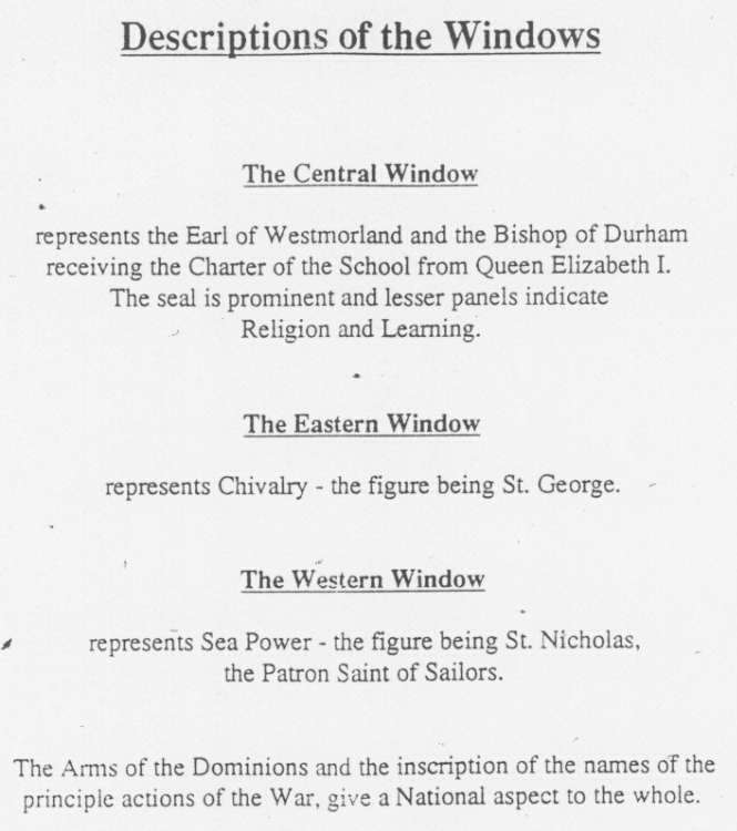 Pic showing description of Memorial Window